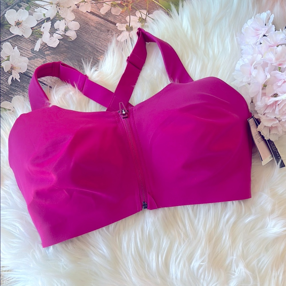 Victorias Secret Knockout Max Support Strappy Front Close Sport Bra Fuchsia New